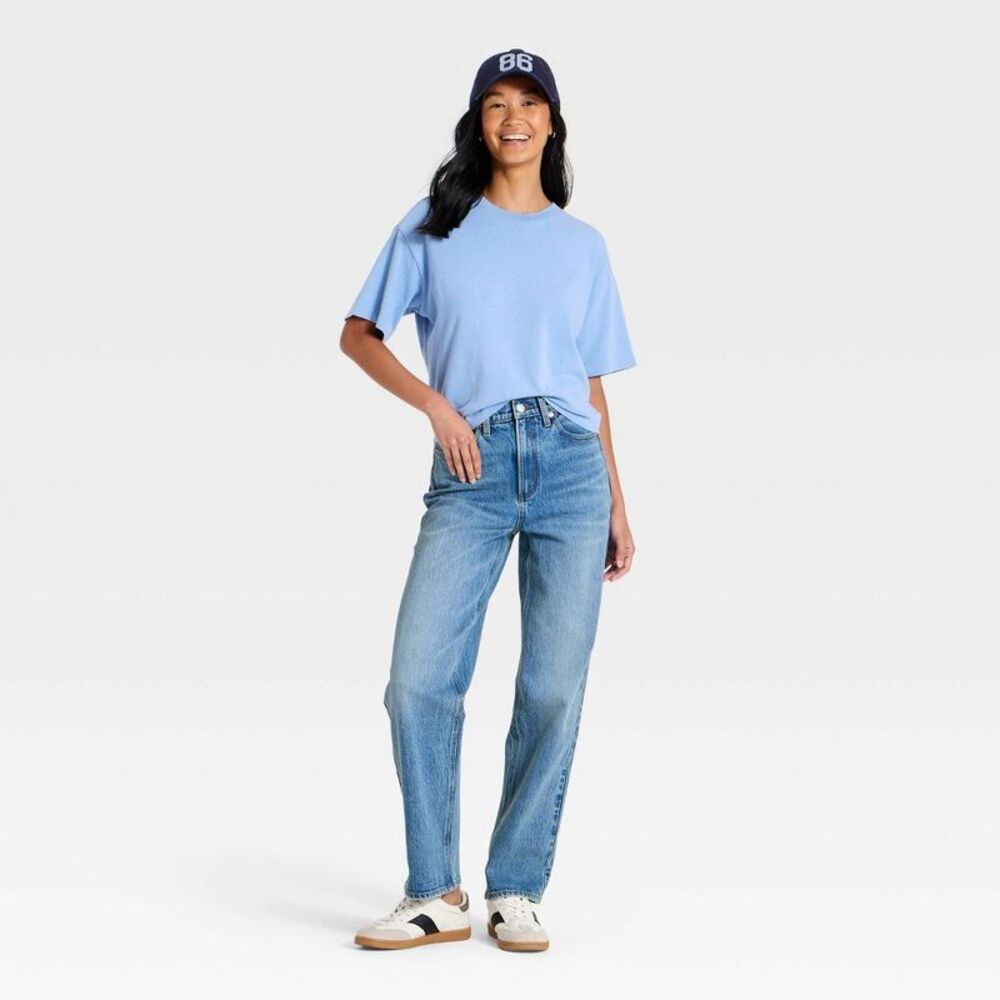 Women's Vintage Straight Pants - Universal Thread Dark Wash 8 Long - Picture 3 of 4